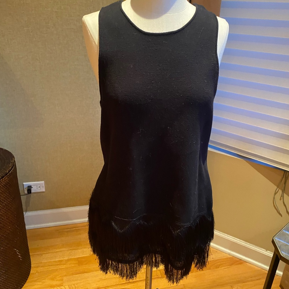 The Limited Black Fringe Hem Sweater Tank